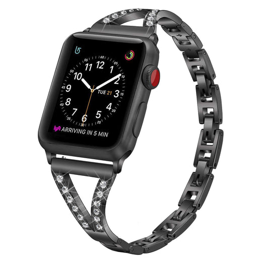SAMA Diamond Stainless Steel Wristband Strap 42/44mm For Apple Watch Black-Apple Watch Bands & Straps-SAMA-brands-world.ca