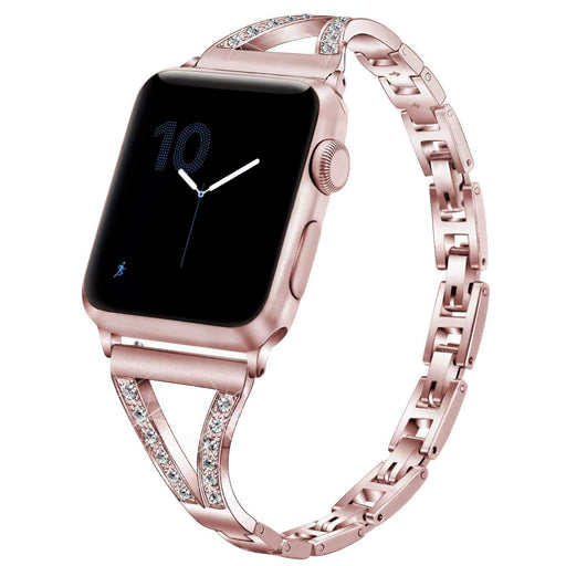 SAMA Diamond Stainless Steel Wristband Strap 42/44mm For Apple Watch Rose Gold-Apple Watch Bands & Straps-SAMA-brands-world.ca