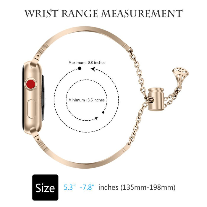 SAMA Golden Bling Rhinestone Stainless Steel Bangle Band 38/44mm For Apple Watch 4 3 2 1 With Pendant Tassel Unique-Apple Watch Bands & Straps-SAMA-brands-world.ca