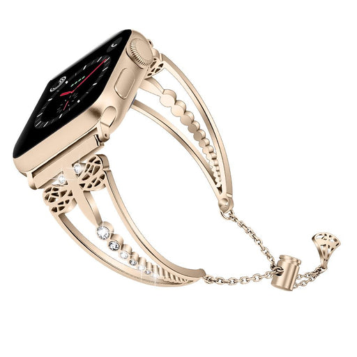 SAMA Golden Bling Rhinestone Stainless Steel Bangle Band 38/44mm For Apple Watch 4 3 2 1 With Pendant Tassel Unique-Apple Watch Bands & Straps-SAMA-brands-world.ca
