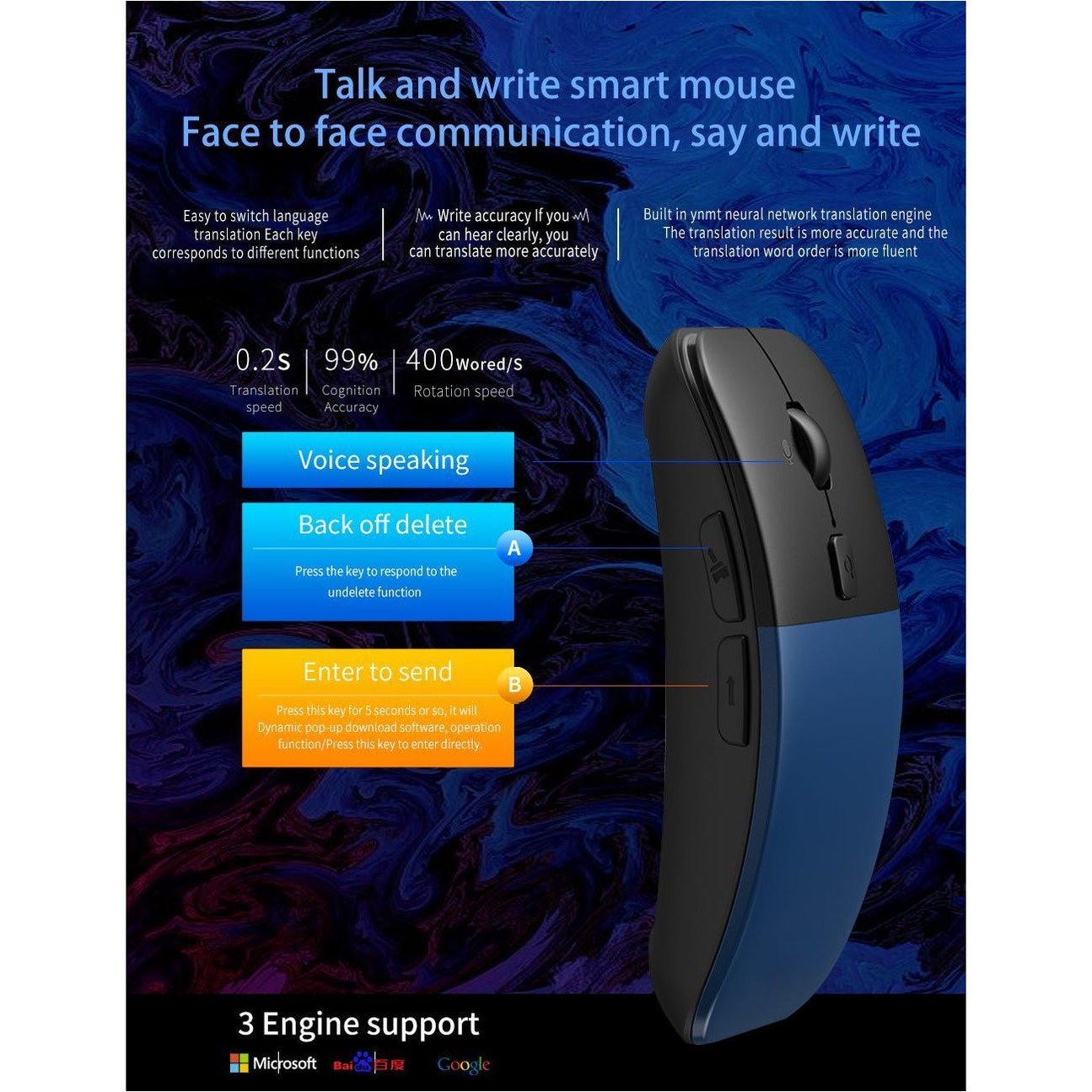 SAMA Intelligent Translation Mouse Blue color — brands-world.ca
