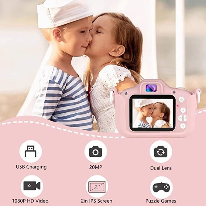 SAMA Kids Camera, Digital Dual Camera 20MP Camcorder Pink-Camcorder Batteries & Chargers-SAMA-brands-world.ca
