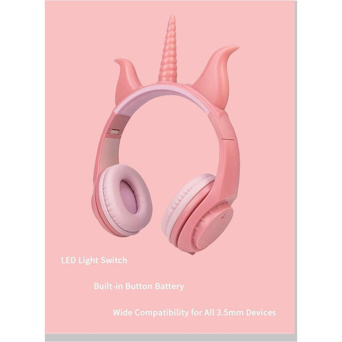 SAMA Kids light up cat ear Headset 3.5mm , Pink-Over-Ear Headphones-SAMA-brands-world.ca