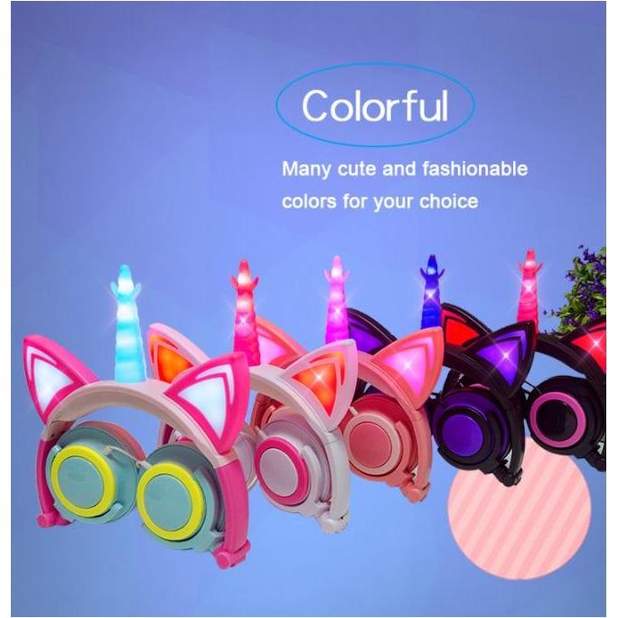 SAMA Kids Unicorn wired headphone with led light up multicolor-Kids Headphones-SAMA-brands-world.ca