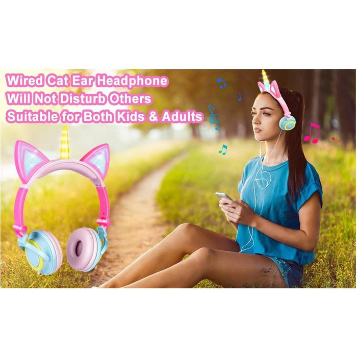 SAMA Kids Unicorn wired headphone with led light up multicolor-Kids Headphones-SAMA-brands-world.ca