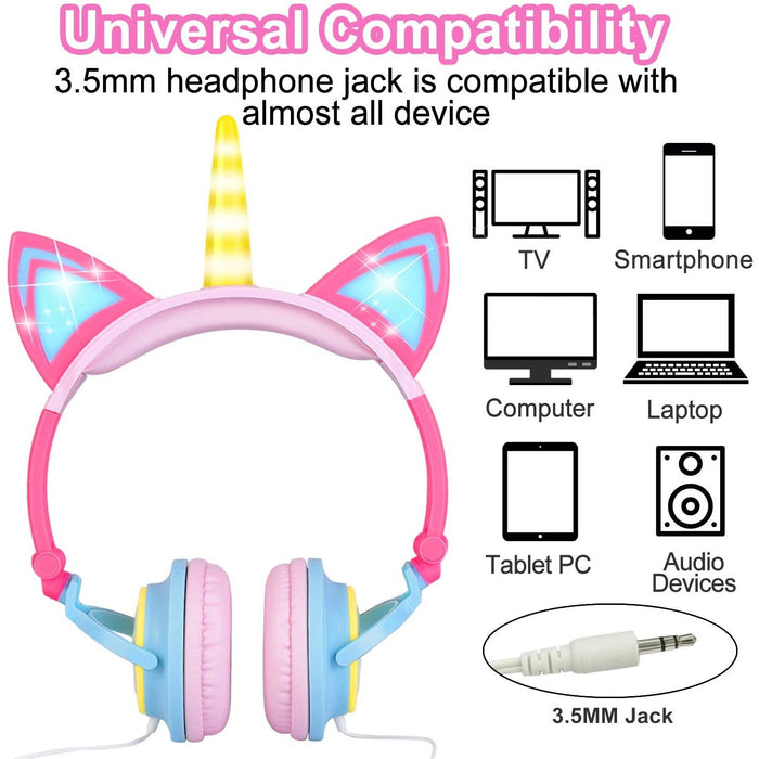 SAMA Kids Unicorn wired headphone with led light up multicolor-Kids Headphones-SAMA-brands-world.ca