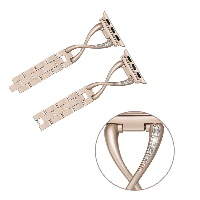 SAMA Luxury Women Rhinestone X-Link Stainless Steel Wrist Strap For Apple Watch 4 Band-Gold-Apple Watch Bands & Straps-SAMA-brands-world.ca