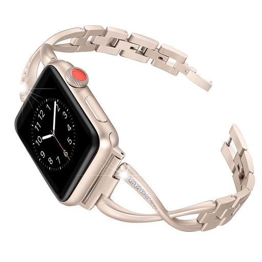 SAMA Luxury Women Rhinestone X-Link Stainless Steel Wrist Strap For Apple Watch 4 Band-Gold-Apple Watch Bands & Straps-SAMA-brands-world.ca