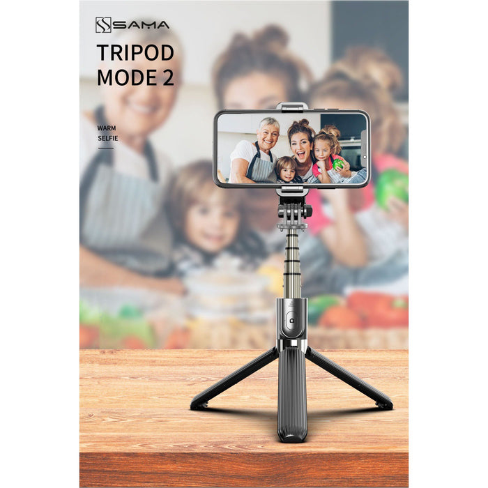 SAMA Portable Bluetooth Phone Selfie Stick Tripod with Remote Control for IOS Android-Tripods-SAMA-brands-world.ca