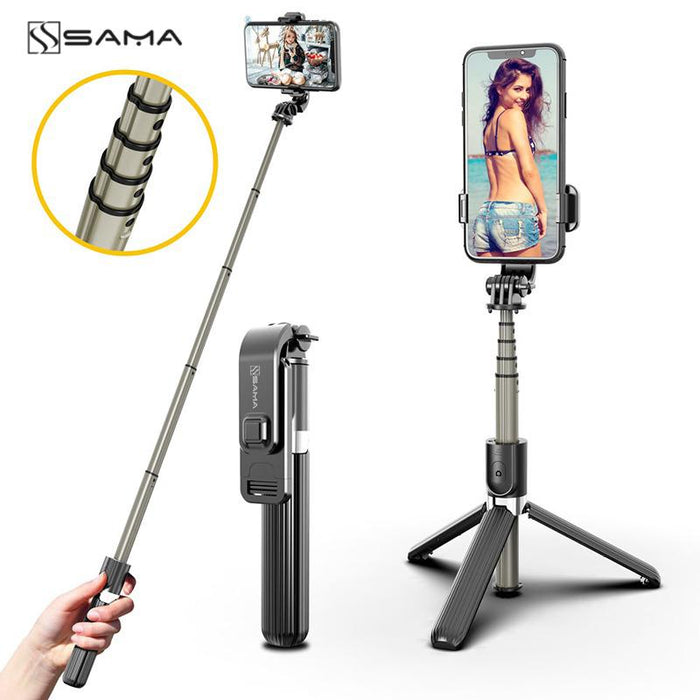 SAMA Portable Bluetooth Phone Selfie Stick Tripod with Remote Control for IOS Android-Tripods-SAMA-brands-world.ca