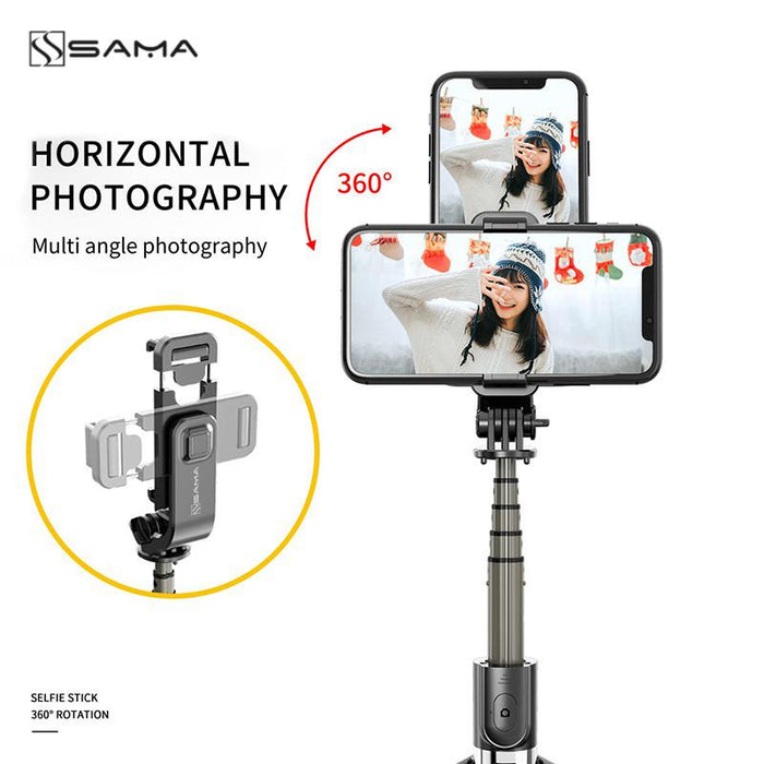 SAMA Portable Bluetooth Phone Selfie Stick Tripod with Remote Control for IOS Android-Tripods-SAMA-brands-world.ca