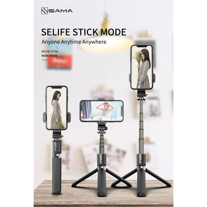 SAMA Portable Bluetooth Phone Selfie Stick Tripod with Remote Control for IOS Android-Tripods-SAMA-brands-world.ca