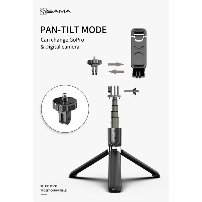SAMA Portable Bluetooth Phone Selfie Stick Tripod with Remote Control for IOS Android-Tripods-SAMA-brands-world.ca