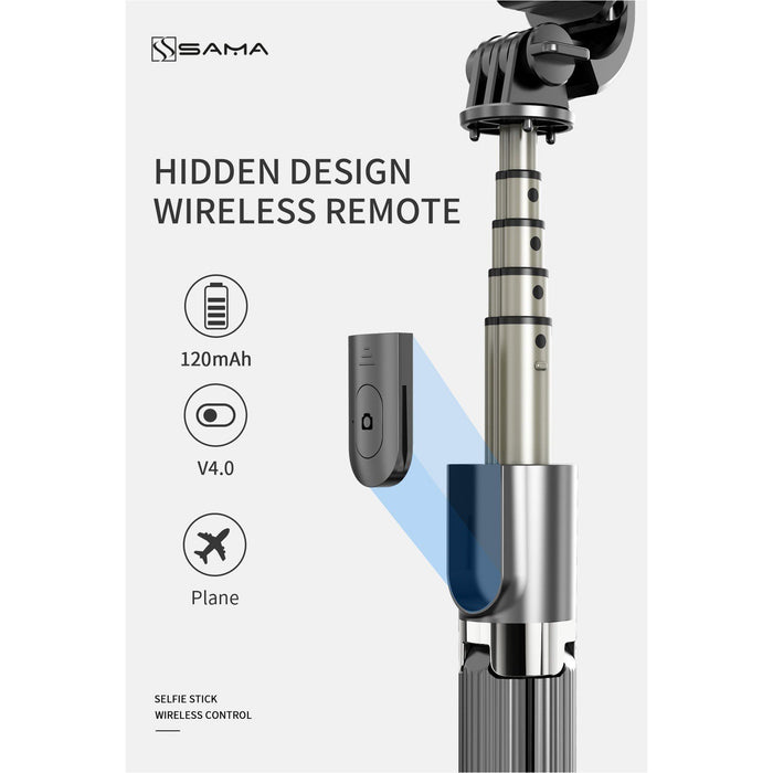 SAMA Portable Bluetooth Phone Selfie Stick Tripod with Remote Control for IOS Android-Tripods-SAMA-brands-world.ca