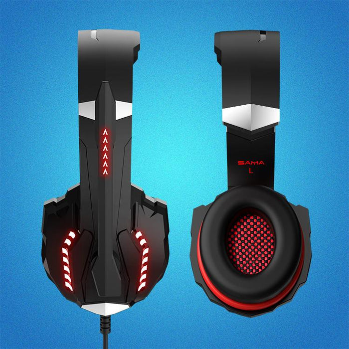 SAMA Red Stereo Headset for PS4, PC, Xbox One Controller, Noise Cancelling Over Ear Headphones with Mic-Gaming Headsets-SAMA-brands-world.ca
