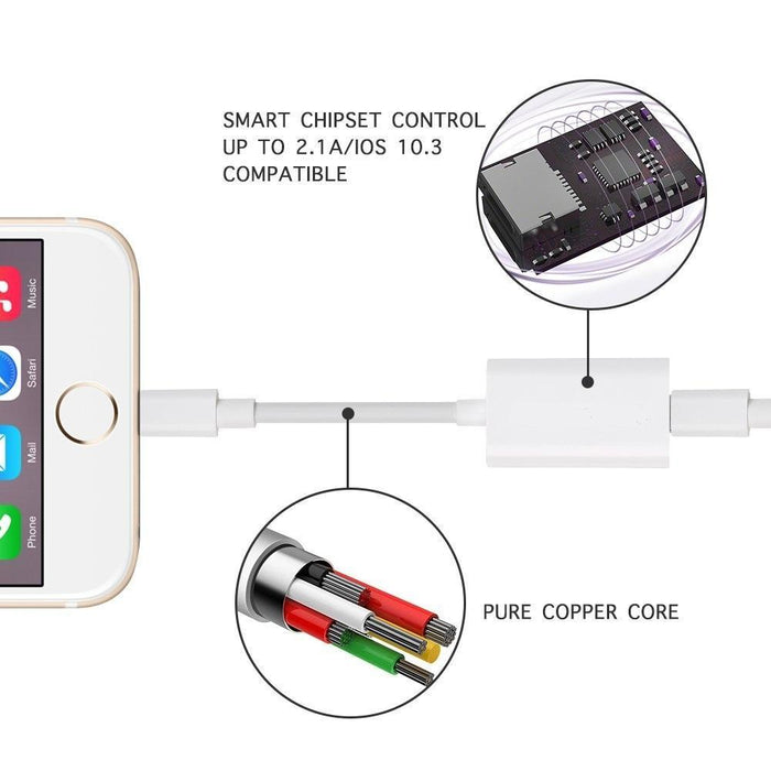 SAMA SA-10223 iPhone 7/8/X Adapter & Splitter, Dual Lightning Audio & Charge Adapter-Adapters-SAMA-brands-world.ca