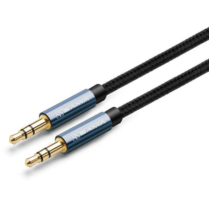 SAMA SA-10686 3.5mm male to male aux stereo braiding cable 1.5M blue color-Audio Cables-SAMA-brands-world.ca