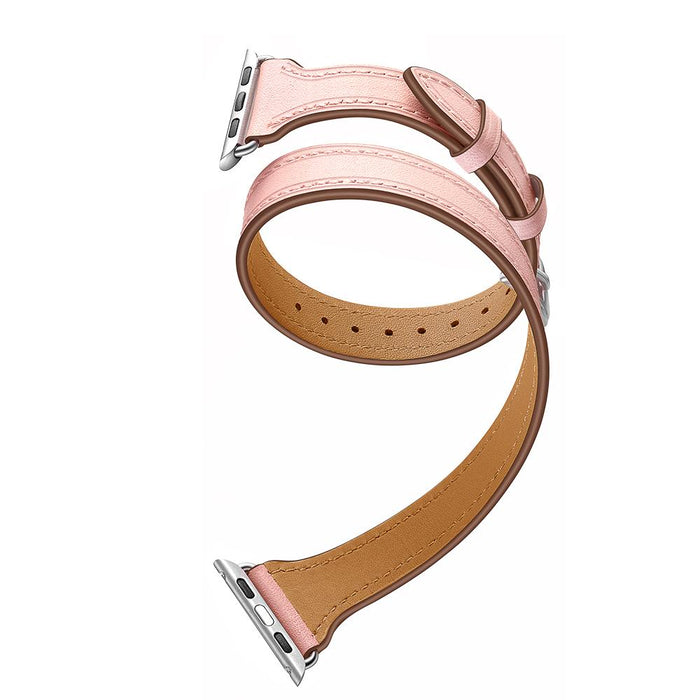 SAMA Slim Fit Double Tour Stitching Genuine Leather Band 38/40mm for Apple Watch Series 4 3 2 1 Rose Gold-Apple Watch Bands & Straps-SAMA-brands-world.ca