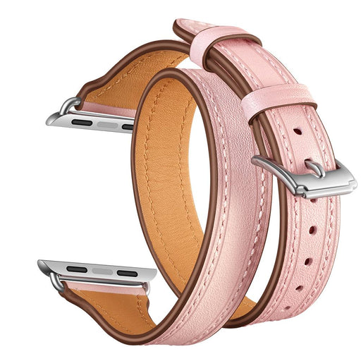 SAMA Slim Fit Double Tour Stitching Genuine Leather Band 38/40mm for Apple Watch Series 4 3 2 1 Rose Gold-Apple Watch Bands & Straps-SAMA-brands-world.ca