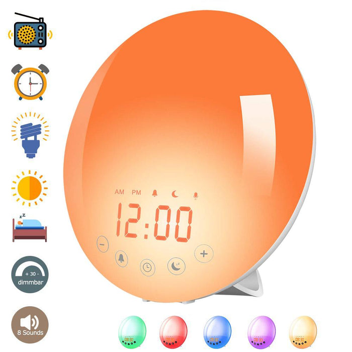 SAMA Sunset Simulation 7Colors 2Alarm 8Natural Sounds Digital Sunrise Alarm Clock Radio-Sleep Tech-SAMA-brands-world.ca