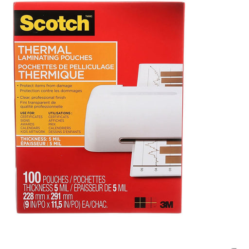 Scotch Thermal Laminating Sheets, 9" x 11.5", 5-Mil Thick, 100 100 Pouches-Laminating Supplies-Scotch-brands-world.ca