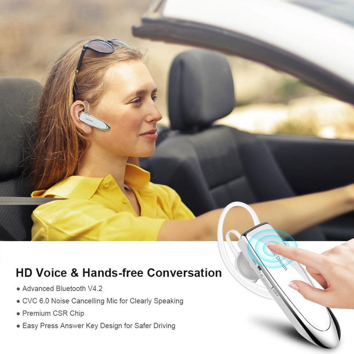 Single Ear Wireless Earphones 24 hrs In Ear Earphone White-Bluetooth Headsets-Link Dream-brands-world.ca