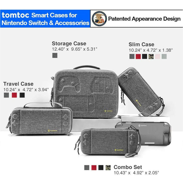 tomtoc Carry Case for Nintendo Switch, Ultra Slim Hard Shell with 10 Black-Nintendo Switch Skins, Faceplates & Cases-SAMA-brands-world.ca