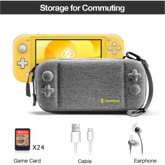 tomtoc Carrying Case for Nintendo Switch Lite, Portable Travel Storage Gray-Nintendo Switch Skins, Faceplates & Cases-tomtoc-brands-world.ca