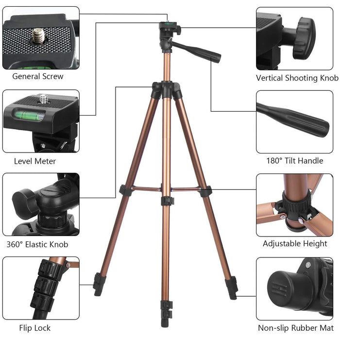 Tripod 50" with Mobile Clip Holder Bracket Stand with 3-Dimensional Head and Quick Release Plate-Tripods-SAMA-brands-world.ca