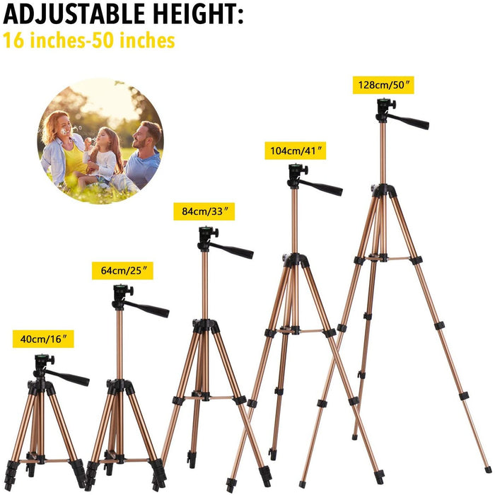 Tripod 50" with Mobile Clip Holder Bracket Stand with 3-Dimensional Head and Quick Release Plate-Tripods-SAMA-brands-world.ca