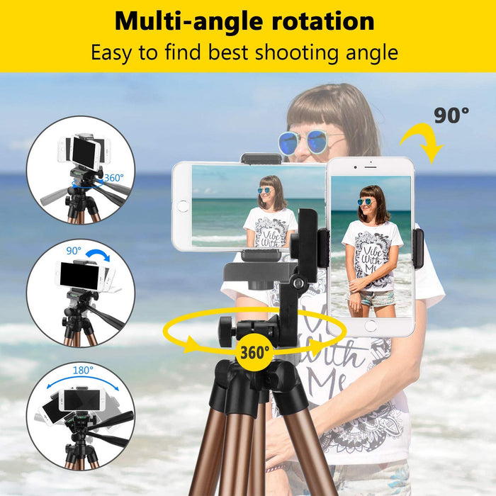 Tripod 50" with Mobile Clip Holder Bracket Stand with 3-Dimensional Head and Quick Release Plate-Tripods-SAMA-brands-world.ca