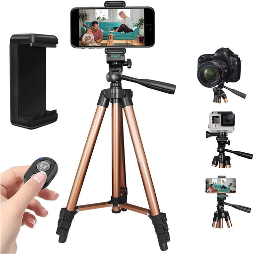 Tripod 50" with Mobile Clip Holder Bracket Stand with 3-Dimensional Head and Quick Release Plate-Tripods-SAMA-brands-world.ca