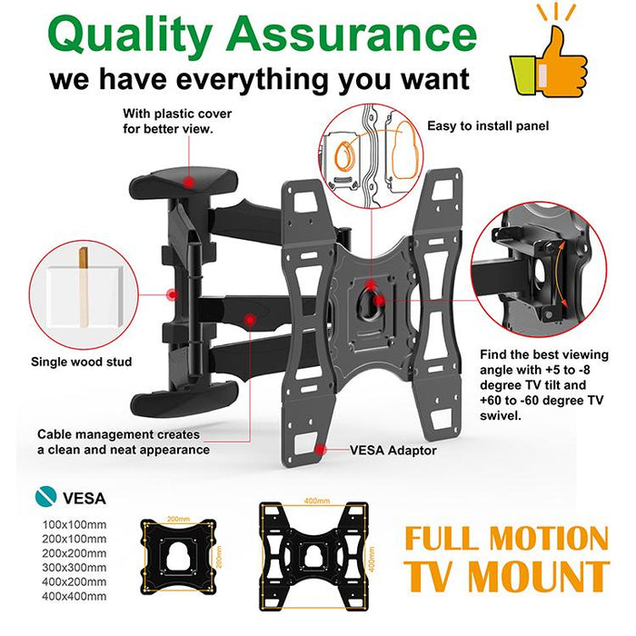 TV Wall Mount Full Motion for Most 32-70 Inches LED LCD TV/Monitor, 180 degree swivel-TV Mounts-SAMA-brands-world.ca