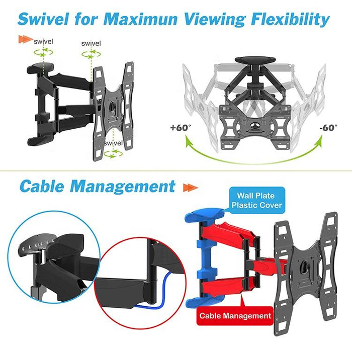 TV Wall Mount Full Motion for Most 32-70 Inches LED LCD TV/Monitor, 180 degree swivel-TV Mounts-SAMA-brands-world.ca