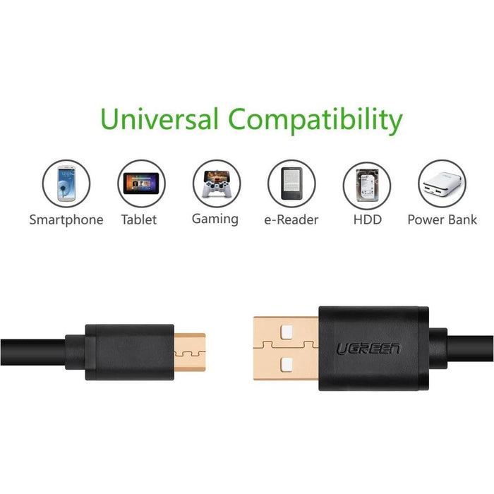 UGREEN 10837 1.5 m Micro USB B USB A Black Mobile Phone Cable-Micro USB Cable-UGREEN-brands-world.ca