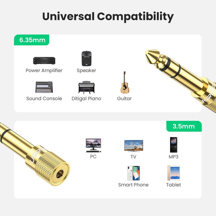 UGREEN 2 Pack 6.35mm to 3.5mm Audio Jack Adapter 6.35 mm (1/4 Inch) Male...-Headphone Accessories-UGREEN-brands-world.ca