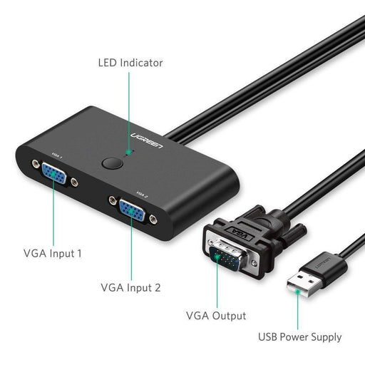 UGREEN 2-Port VGA Switcher-Adapters & Switches-UGREEN-brands-world.ca