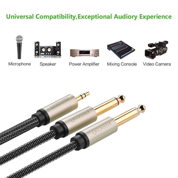 UGREEN 3.5MM to Dual 6.5MM Audio Cablepure copper wire core15U gold-plated, OD 4.5MM-Audio Cables-UGREEN-brands-world.ca