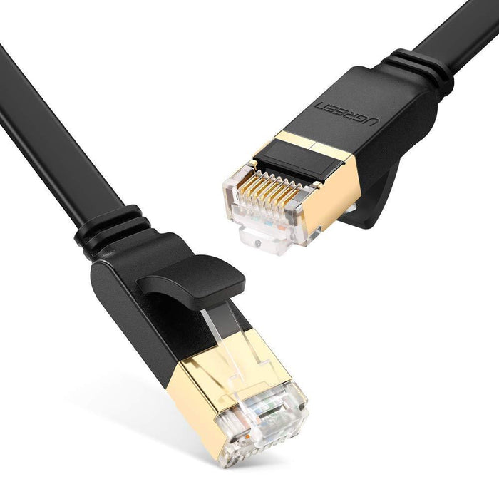 UGREEN Ethernet Cable Cat7 RJ45 Network Patch Cable Flat 10 Gigabit 600Mhz Lan Wire Cable Cord Shielded Black (10FT)-Ethernet Cables-UGREEN-brands-world.ca