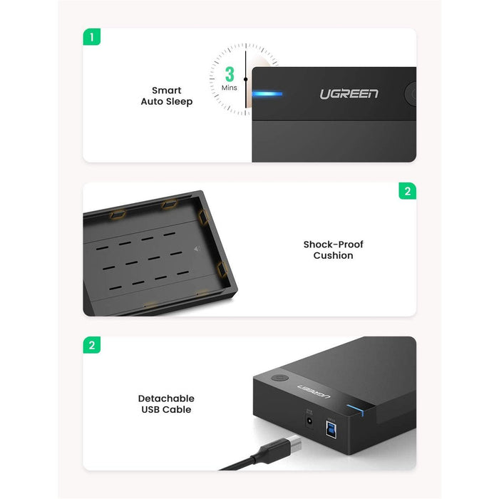 UGREEN External Hard Drive Enclosure Adapter 3.5 USB 3.0 to SATA Inch-Hard Drive Enclosures-SAMA-brands-world.ca