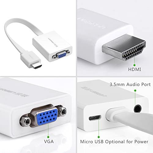 UGREEN HDMI to VGA Adapter with Audio Converter and Micro-USB Cable, White-Other Cables & Connectors-UGREEN-brands-world.ca