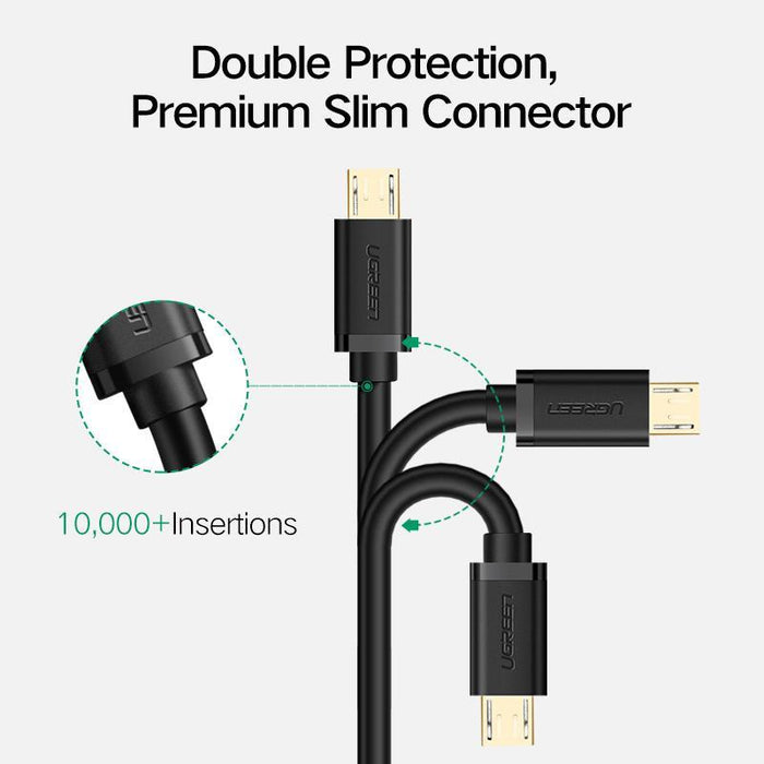 UGREEN Micro-USB male to USB male cable gold-plated 0.25M-3M: 28+22AWG OD:4.5MM White-Micro USB Cable-UGREEN-brands-world.ca