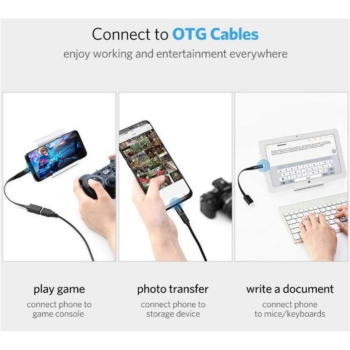 UGREEN Type C 3.1 to Micro USB Adapter ABS Case, for Fast Charging and Data Transfer (Sync), Android Mobile Phones. (Black )-Adapters-UGREEN-brands-world.ca
