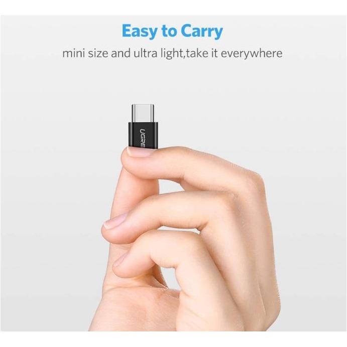 UGREEN Type C 3.1 to Micro USB Adapter ABS Case, for Fast Charging and Data Transfer (Sync), Android Mobile Phones. (Black )-Adapters-UGREEN-brands-world.ca