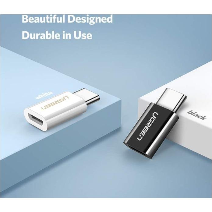 UGREEN Type C 3.1 to Micro USB Adapter ABS Case, for Fast Charging and Data Transfer (Sync), Android Mobile Phones. (Black )-Adapters-UGREEN-brands-world.ca