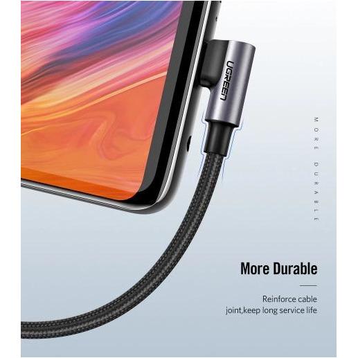 UGREEN Type C to Angle cable Aluminum case+Nylon Braiding Data Speed:480Mbps Charging Speed:3A max 1M Grey-USB C Cable-UGREEN-brands-world.ca