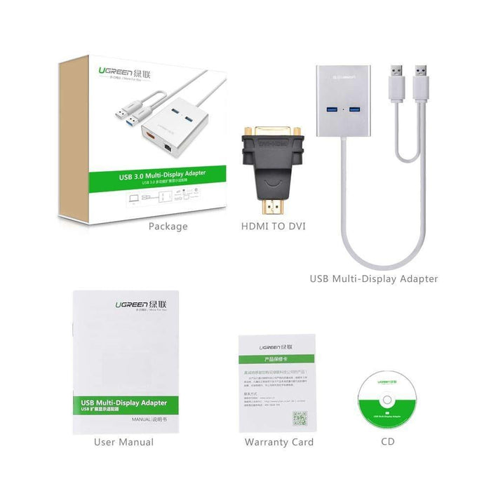 UGREEN USB 3.0 to HDMI + 2 ports USB 3.0 + Gigabit lan port-Wired Network Cards-UGREEN-brands-world.ca