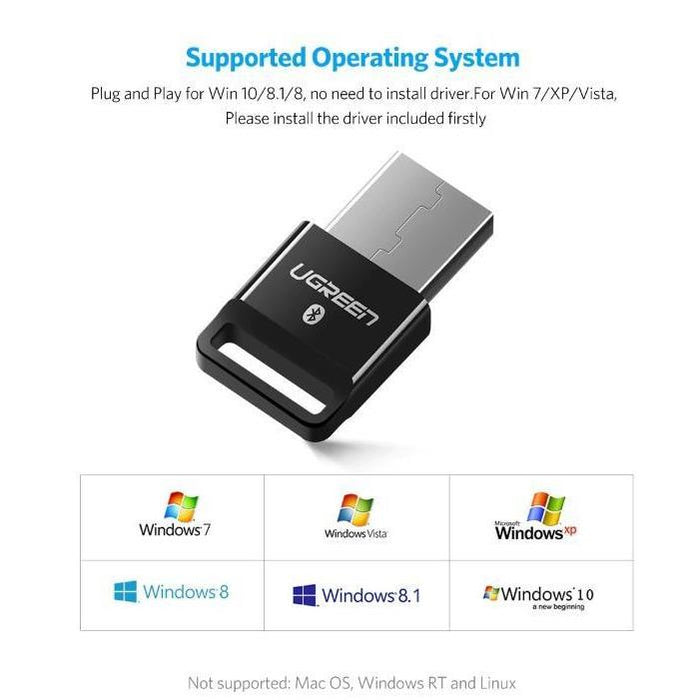 UGREEN USB Bluetooth 4.0 Adapter Wireless Dongle Receiver White-Bluetooth Adapters-UGREEN-brands-world.ca