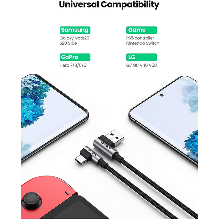 UGREEN USB C Cable Right Angle Type C Fast Charge 90 Degree 3ft-USB Cables-UGREEN-brands-world.ca