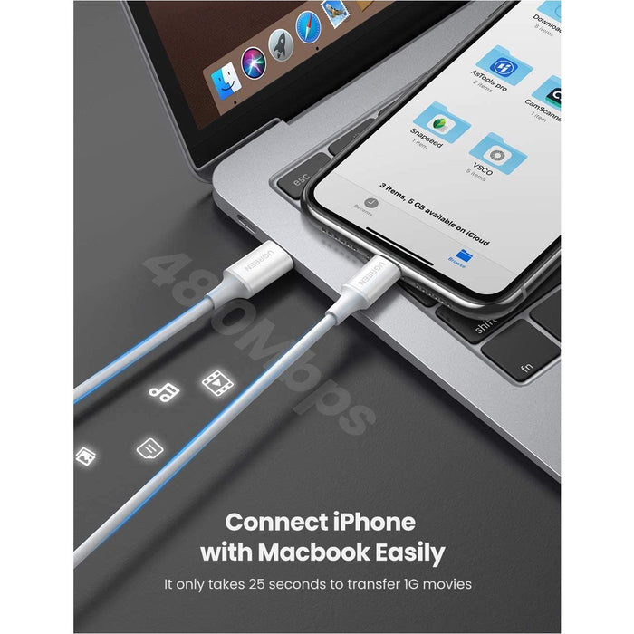 UGREEN USB C to Lightning Cable MFi Certified 3FT , White-USB C Cable-UGREEN-brands-world.ca
